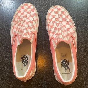 Pink checkered Vans slip-ons size women’s 9.5